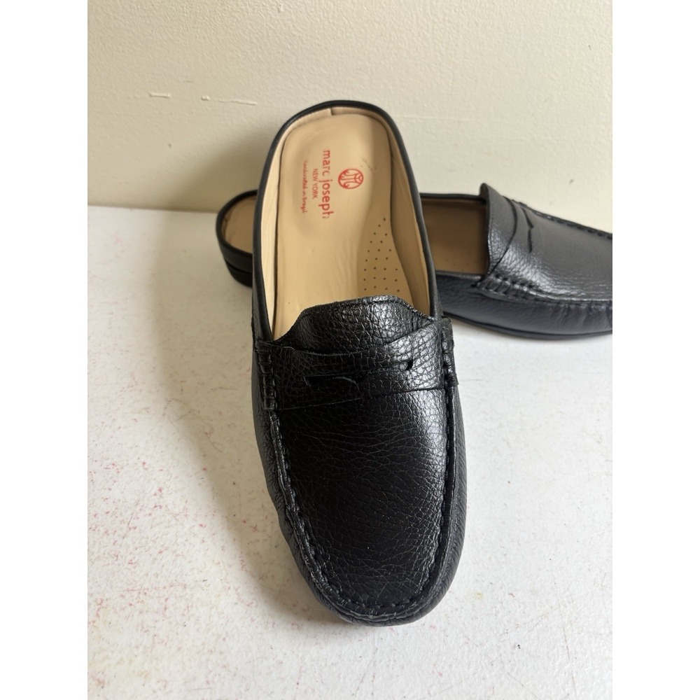 Marc Joseph New York Women's Sz 10 Black Leather Union Mules Slip Ons NEW WOBox